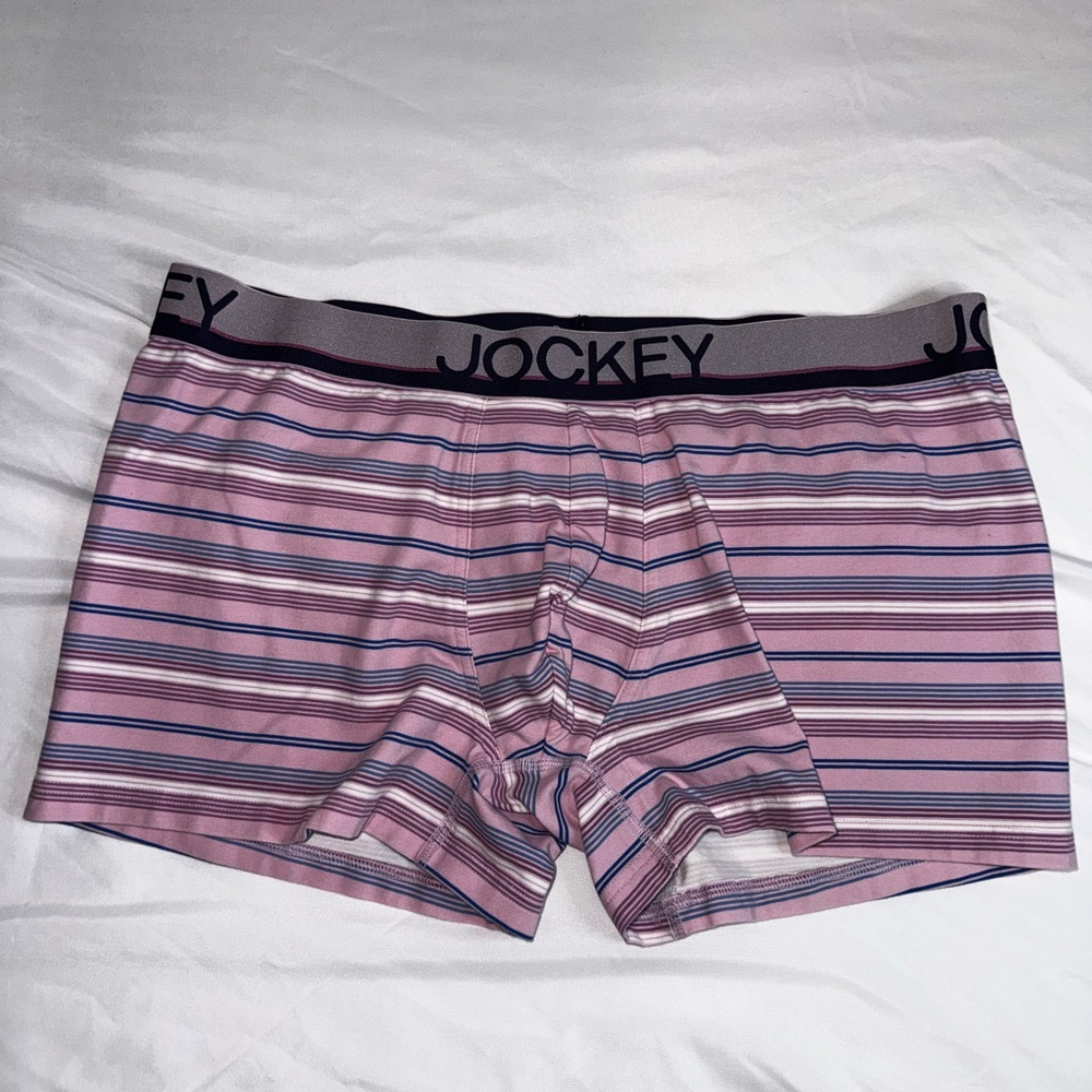 Jockey Men's Pink Striped Boxer Briefs